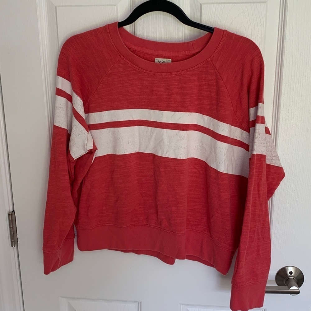J Crew Vintage  striped crop crew neck sweatshirt size medium